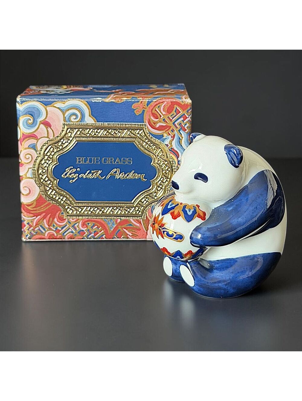 Vintage Elizabeth Arden Blue Grass Panda Pomander Diffuser With Box 3"x3"